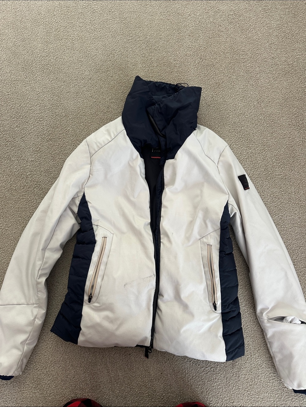 Bogner - Fireand Ice Light Ski Jacket. White and Navy Puffer-Trim Women's Jacket